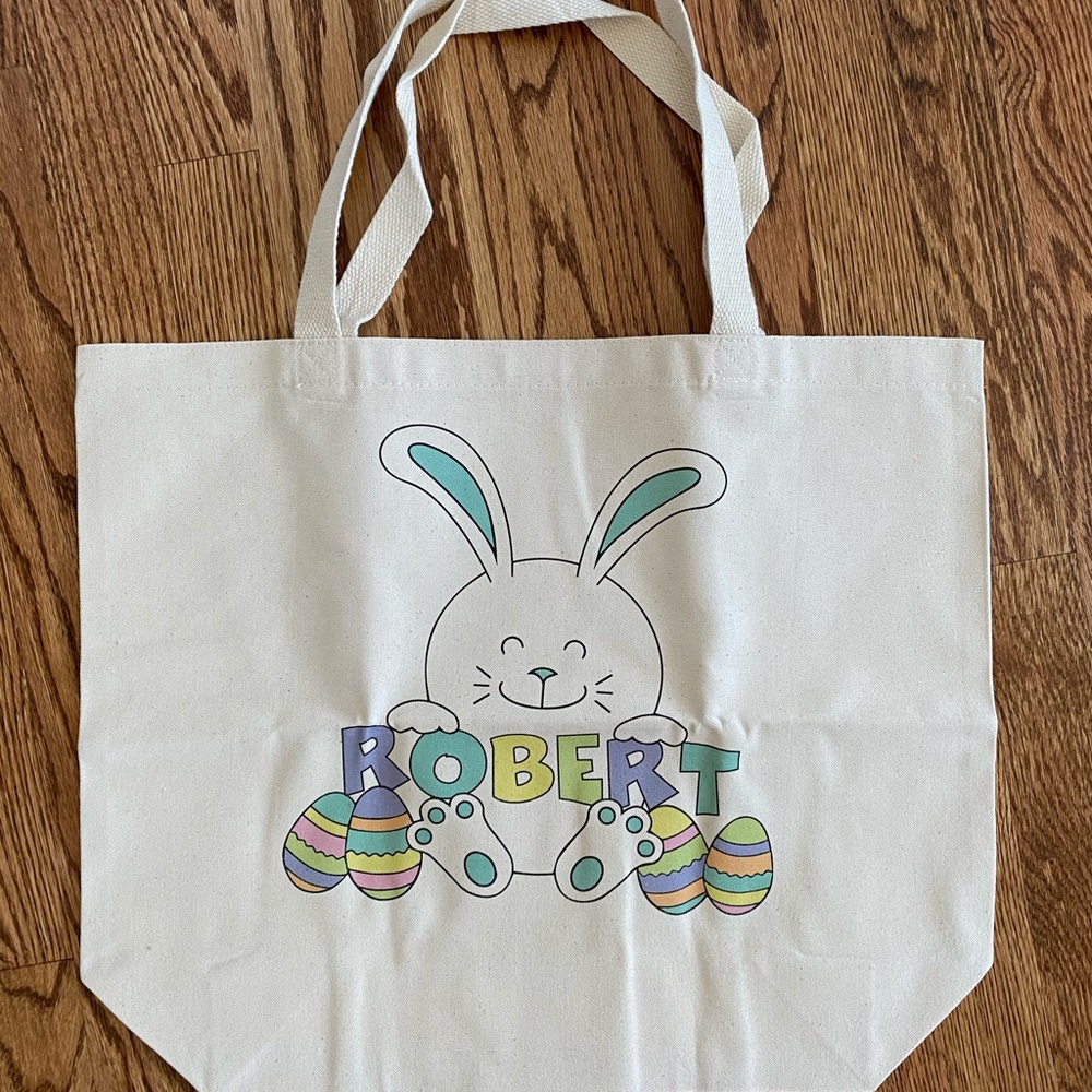 Personalized Easter Bunny Canvas Tote Bag - Robert